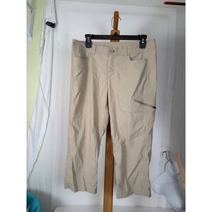 Eddie Bauer Travex Tan Khaki Hiking Capri Pants Womens Cargo Outdoor Trousers